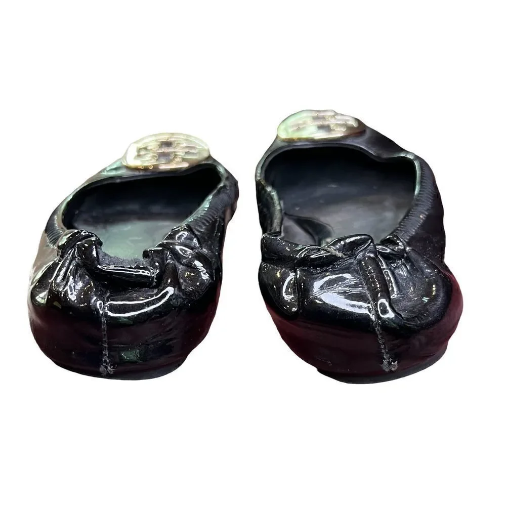 Tory Burch Black Reva Logo Ballet Flat Size 36